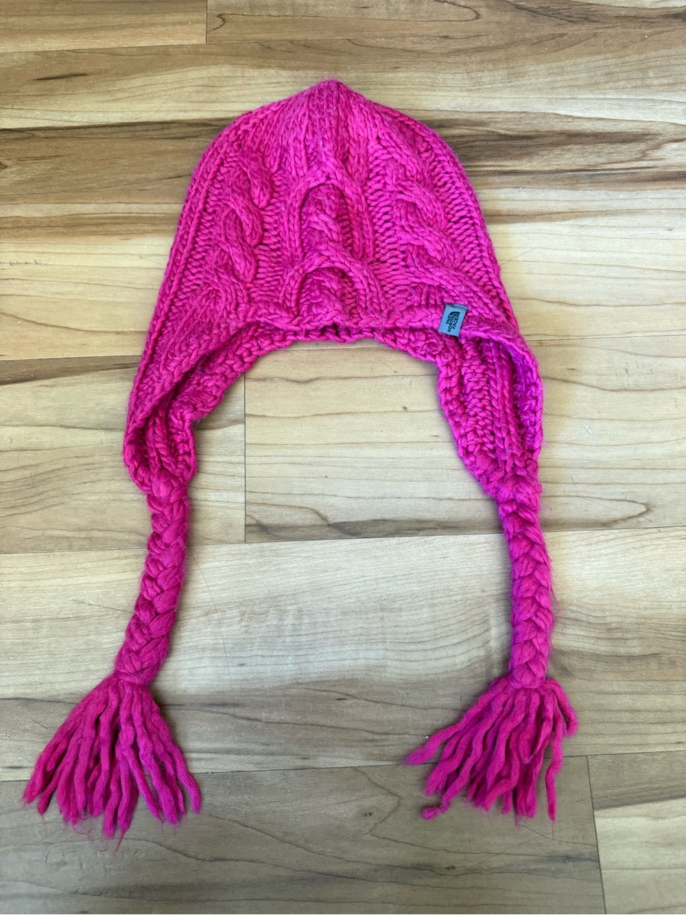 The North Face Girls' Hot Pink Cable-Knit Earflap Hat